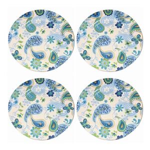 Royal Norfolk Blue Green Paisley And Butterfly Design 10" Dinner Plates set of 4